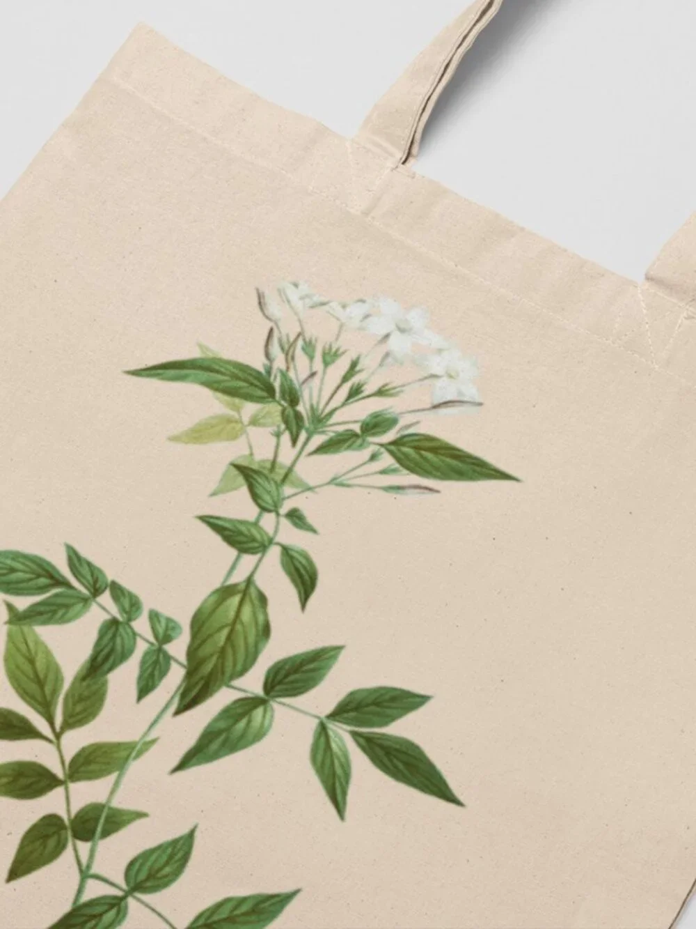 Jasmine Vintage Floral Print Graphic Canvas Tote Bag